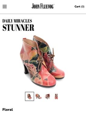 John Fluevog Coral Floral Lace-Up Ankle Boots